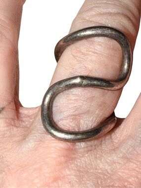 Unisex vintage Sterling Silver Double Loop Ring .925